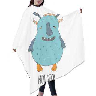 Personality  Cute Hand Drawn Monsters Cartoon Style. Vector Print Hair Cutting Cape