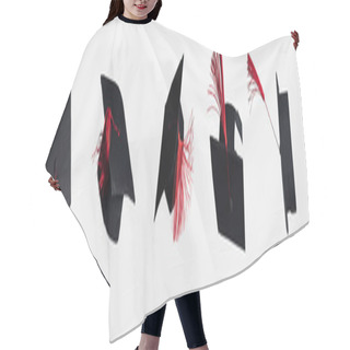 Personality  Panoramic Shot Of Academic Caps With Red Tassels Isolated On White Hair Cutting Cape