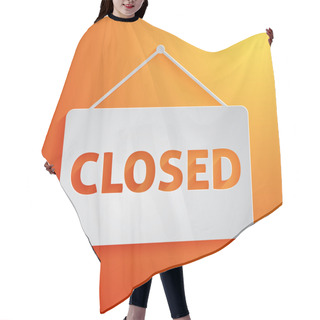 Personality  White Closed Sign Vector Icon On Orange Background Hair Cutting Cape