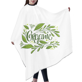 Personality  Beauty Of Nature Doodle Organic Leave Emblem,  Frame And Logo Hair Cutting Cape