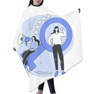 Personality  Feminism Abstract Concept Vector Illustration. Hair Cutting Cape