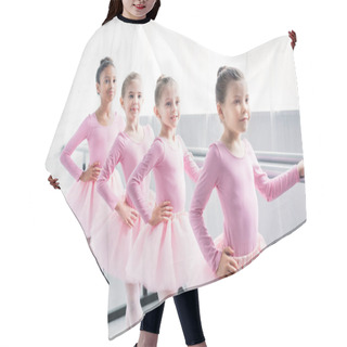 Personality  Adorable Little Ballerinas Practicing Ballet In Studio Hair Cutting Cape
