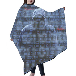 Personality  Silhouette Of A Hacker Isloated On Black Hair Cutting Cape