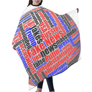 Personality  Three-dimensional 3D Ball With Colored Fake News Tag Word Cloud Isolated On White Hair Cutting Cape