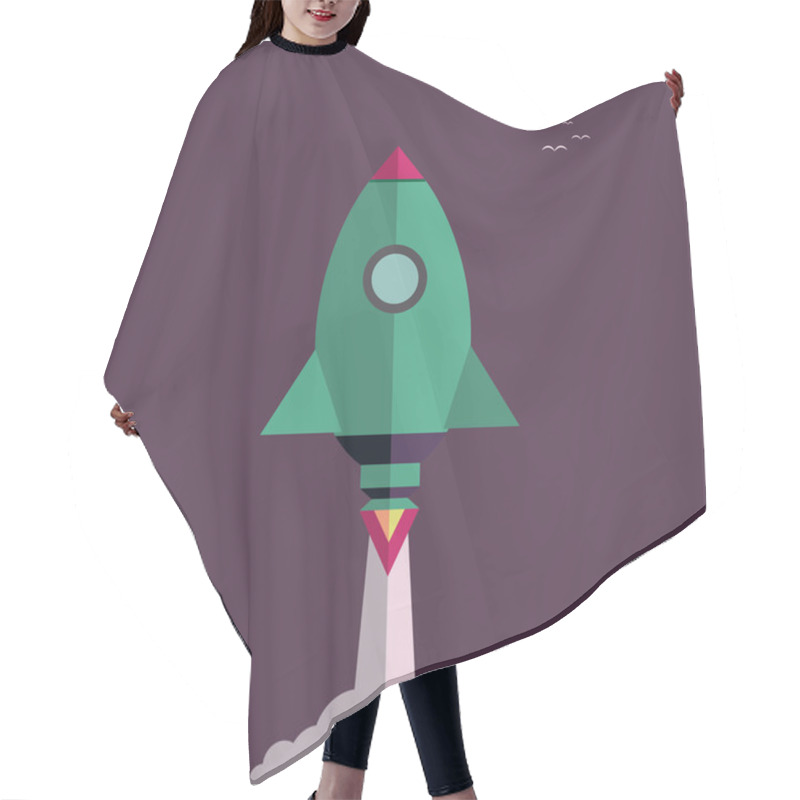Personality  Start Up New Business Project With Rocket Hair Cutting Cape