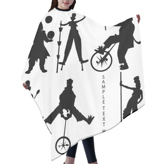 Personality  Circus Artist Silhouette On White Background Hair Cutting Cape