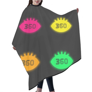 Personality  360 Degrees Four Color Glowing Neon Vector Icon Hair Cutting Cape