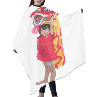 Personality  Smiling Asian Chinese Little Girl With Lion Dance Costume Hair Cutting Cape