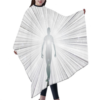 Personality  Figure Emerges From Light. 3D Rendering Hair Cutting Cape