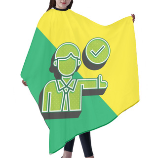Personality  Approve Green And Yellow Modern 3d Vector Icon Logo Hair Cutting Cape