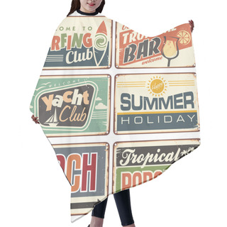Personality  Summer Holiday Vintage Sign Boards Collection Hair Cutting Cape
