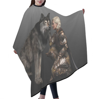 Personality  Fantasy Female Warrior In Armor With Dire Wolf Hair Cutting Cape