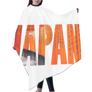 Personality  Word JAPAN Over Traditional Symbols. Hair Cutting Cape