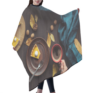 Personality  Pumpkin Pie On Wooden Table Hair Cutting Cape
