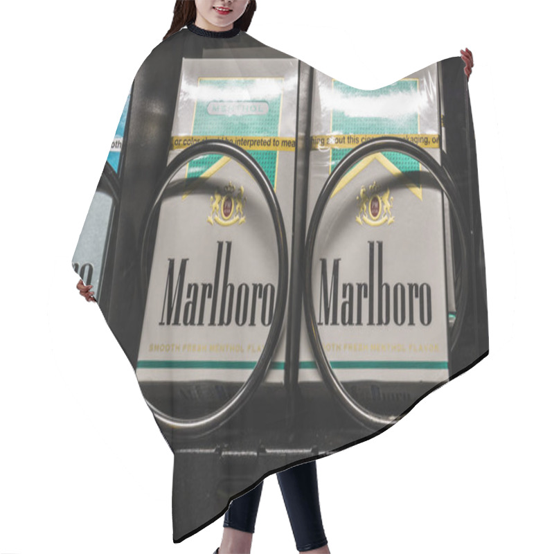 Personality  Las Vegas - Circa July 2017: Packs Of Marlboro Cigarettes In A Vending Machine. Marlboro Is A Product Of The Altria Group III Hair Cutting Cape