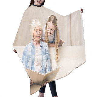 Personality  Grandmother And Girl With Photo Album Hair Cutting Cape