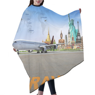 Personality  Travel The World. Concept Hair Cutting Cape
