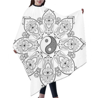 Personality  Vector Henna Tatoo Mandala.Yin-yang Decorative Symbol. Mehndi Style. Mehndi Style. Decorative Pattern In Oriental Style. Coloring Book Page. Hair Cutting Cape
