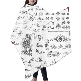 Personality  Set Of Vector Floral Elements Hair Cutting Cape
