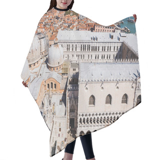 Personality  VENICE, ITALY - SEPTEMBER 24, 2019: High Angle View Of Cathedral Basilica Of Saint Mark And Palace Of Doge In Venice, Italy  Hair Cutting Cape