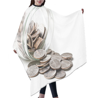 Personality  Quarters 25 Cents Change Coins Isolated Hair Cutting Cape