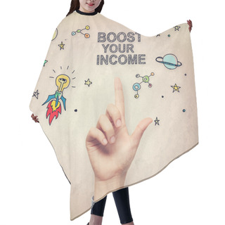 Personality  Hand Pointing To Boost Your Income Concept  Hair Cutting Cape