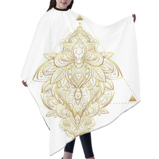 Personality  Vintage Golden Vignette In Oriental Style. Line Art Element For  Hair Cutting Cape