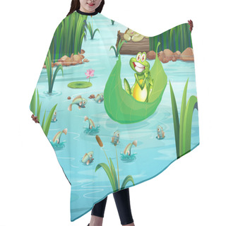 Personality  A Playful Frog And A Turtle At The Pond Hair Cutting Cape