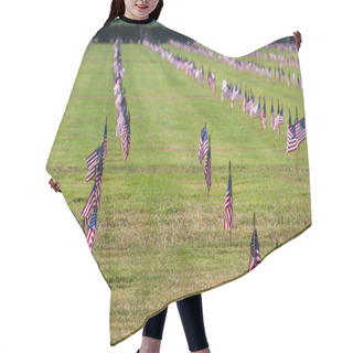 Personality  Us Flags In A Veterans Cemetery On Veterans Day  Hair Cutting Cape