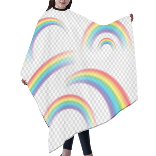Personality  Abstract Realistic Colorful Rainbow On Transparent Background. Vector Illustration. Hair Cutting Cape