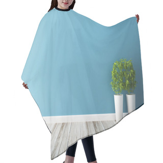Personality  White Flower Plot And Blue Wall Interior Hair Cutting Cape