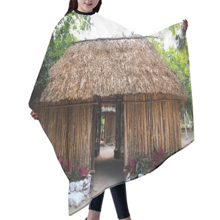 Personality  Mayan Mexico Wood House Cabin Hut Palapa Hair Cutting Cape