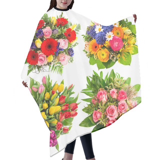 Personality  Colorful Flower Bouquets Hair Cutting Cape