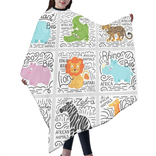 Personality  African Animals Set Vector Background Hair Cutting Cape