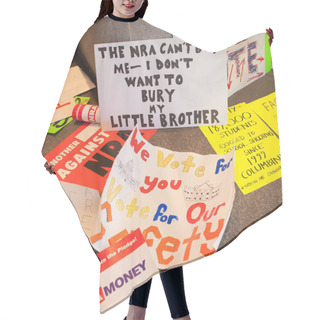 Personality  Discarded Signs From The March For Our Lives, A Protest By Students For Gun Control, On March 24, 2018 In Washington DC   Hair Cutting Cape