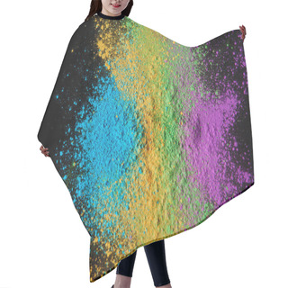 Personality  Top View Of Colorful Holi Powder Isolated On Black, Hindu Spring Festival Hair Cutting Cape