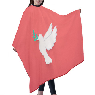 Personality  Top View Of White Dove As Symbol Of Peace On Red Background Hair Cutting Cape