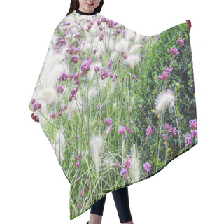 Personality  Purple Flowers On Green Hair Cutting Cape