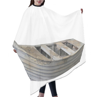 Personality  Old Wooden Empty Boat Isolated On White Background, Side View Hair Cutting Cape