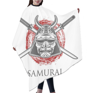 Personality  Samurai Warrior Mask With Katana Sword Hair Cutting Cape