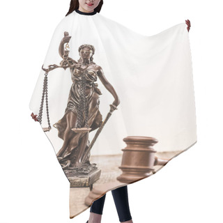 Personality  Statue Of Lady Justice And Mallet  Hair Cutting Cape