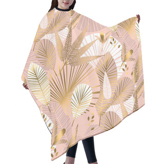 Personality  Rose Gold Tropical Seamless Pattern With Palm Foliage Hair Cutting Cape
