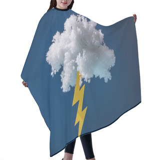 Personality  White Fluffy Cloud Made Of Cotton Wool With Lightning Isolated On Dark Blue Hair Cutting Cape