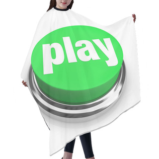 Personality  A Green Button With The Word Play On It Hair Cutting Cape