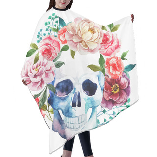 Personality  Watercolor Skull Hair Cutting Cape