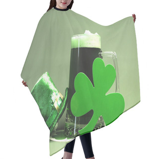 Personality  St Patrick's Day Stein Glass Of Green Beer With Leprechaun Hat And Shamrock Hair Cutting Cape