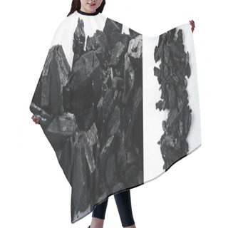 Personality  Collage Of Black Coals On White Background Hair Cutting Cape