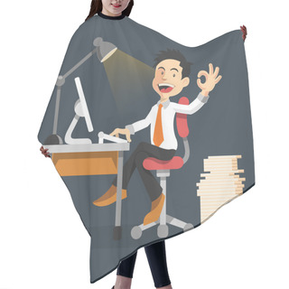 Personality  Good Work. Vector Flat Illustration Hair Cutting Cape