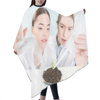 Personality  Female Scientists With Green Plant  Hair Cutting Cape