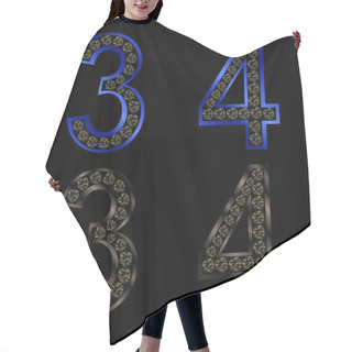 Personality  Set Of Numbers, Golden And Silver With Diamonds, Vector Hair Cutting Cape